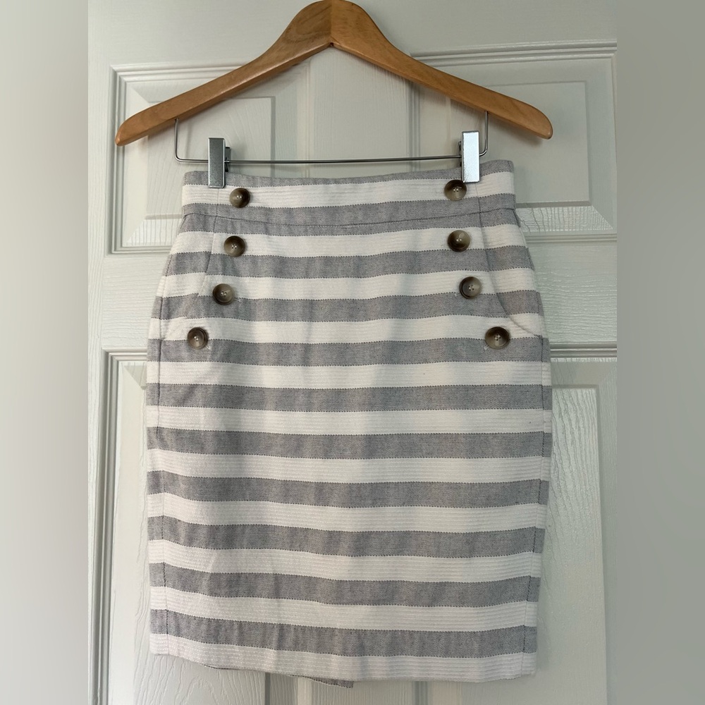 Loft 00P pencil skirt striped gray and white - Picture 1 of 4